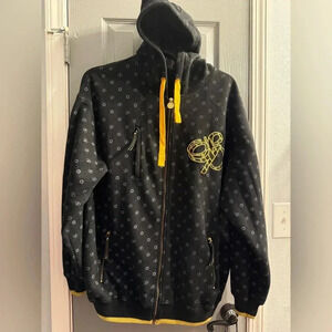 Vintage 2000s South Pole All over logo hoodie zippered pockets Mens Large